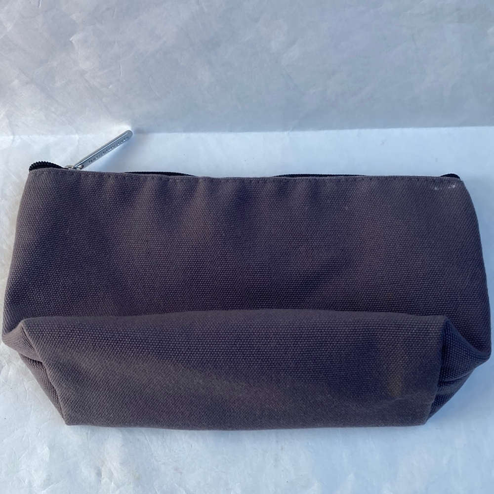 BAREMINERALS Small Gray Canvas Cotton Cosmetic Bag Zip Top EUC